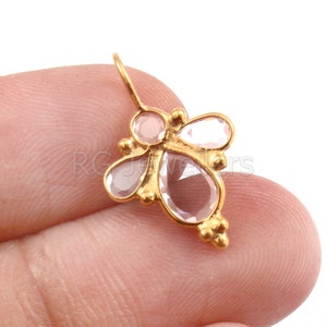 Handmade 18k Gold Charm: Rose Cut Light Brown Diamond Pendant