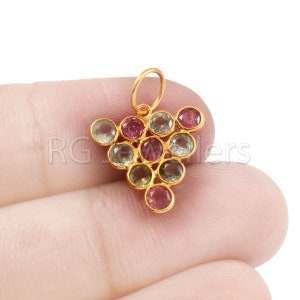Handmade 18k Gold Multi Tourmaline Charm Pendant