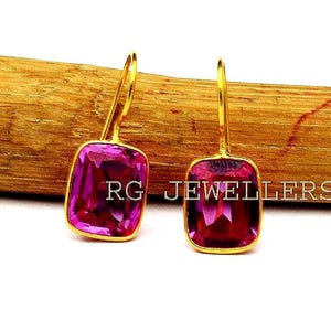 18K Gold Pink Rubin Ohrringe: Handgemachte Boho Ohrringe