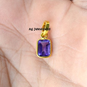 Handmade 18k Gold Amethyst Charm: Dainty Gold Pendant