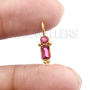 Natural Tourmaline Gold Charm, Solid 18k Gold Charm, Handmade Charm Pendant, Gemstone Charm, Birthstone Charm Pendant, Tourmaline Gold Charm