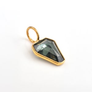 Handmade 18k Gold Coffin Green Tourmaline Charm