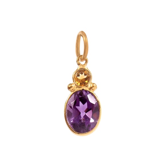 Collier Pendentif Or Massif 18 Carats - Améthyste Verte Naturelle, Fait Main