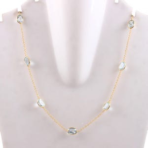 Handmade Blue Topaz Necklace: 18k Gold Plated Sterling Silver