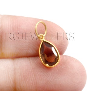 Natural Smoky Quartz Gold Charm, Solid 18k Gold Charm, Handmade Charm Pendant, Gemstone Charm, Birthstone Charm Pendant, Smoky Gold Charm