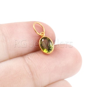 Handmade 18k Gold Green Tourmaline Charm Pendant