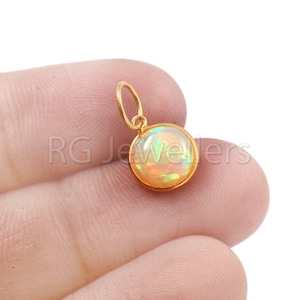 Handmade 18k Gold Ethiopian Opal Charm: Dainty Gold Pendant
