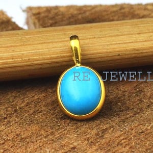 Turquoise Pendant, Solid 18k Gold Charm, Dainty Pendant, Handmade Charm Pendant, Gemstone Charm, natural Blue Turquoise Gold Pendant