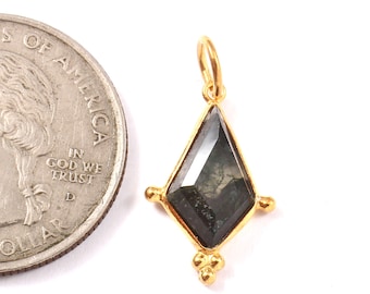 18k Gold Moss Agate Charm: Dainty Handmade Pendant