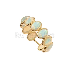 Handmade 18k Gold Ethiopian Opal Eternity Band Ring