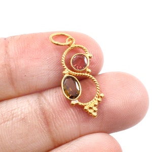 Tourmaline Gold Charm, Solid 18k Gold Charm, Dainty Charm, Handmade Charm Pendant, Gemstone Charm, Birthstone Charm, Tourmaline Charm