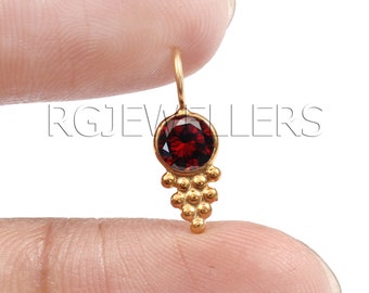 Pendentif Or 18k Grenat Rouge Naturel | Collier Breloque Fait Main | Bijou Personnalisable