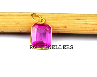 Handmade 18k Rose Gold Ruby Charm: Dainty Gold Pendant