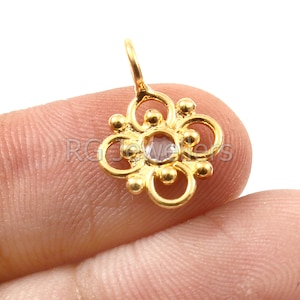 Handmade 18k Gold Charm: Dainty Rose Cut Diamond Pendant