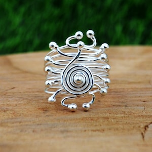 Wire Wrapped Ring ,925 Sterling Silver Wrap Ring, Handmade Adjustable Ring, Statement Wraparound Silver Wire  Ring