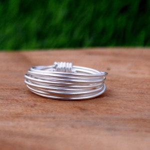 Wire Wrapped Ring ,925 Sterling Silver Wrap Ring, Handmade Adjustable Ring, Statement Wraparound Silver Wire  Ring