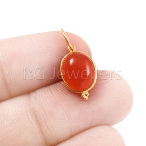 Handmade 18k Gold Carnelian Charm: Natural Orange Gemstone Pendant