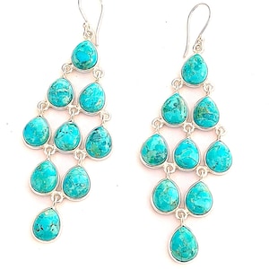 Handgemachte Türkis Ohrringe: 925 Sterling Silber Boho Schmuck