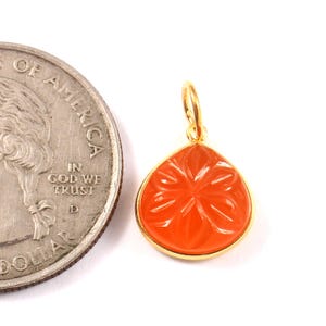 Handmade 18k Gold Carnelian Heart Charm Pendant