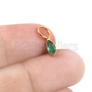 Natural Emerald Charm, 18k Gold Charm, Emerald Gold Charm, Solid Gold Charm, Handmade Gold Charm, Solid Gold Pendant, Gift for Her