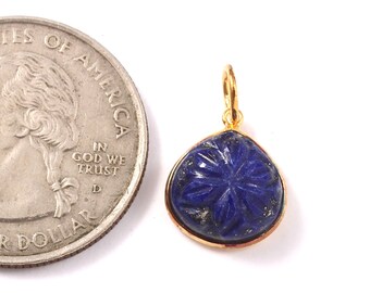 Handmade 18k Solid Gold Lapis Heart Charm Pendant