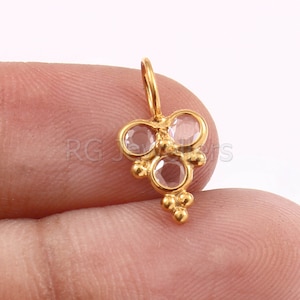 Handmade 18k Gold Rose Cut Light Brown Diamond Charm Pendant