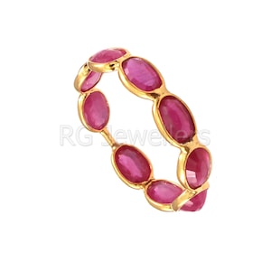 Natural Ruby Ring, Eternity Band Ring, 18k Solid Gold Ring, Ruby Eternity Band Ring, Birthstone Gold Ring, Eternity Ring, Handmade Gold Ring