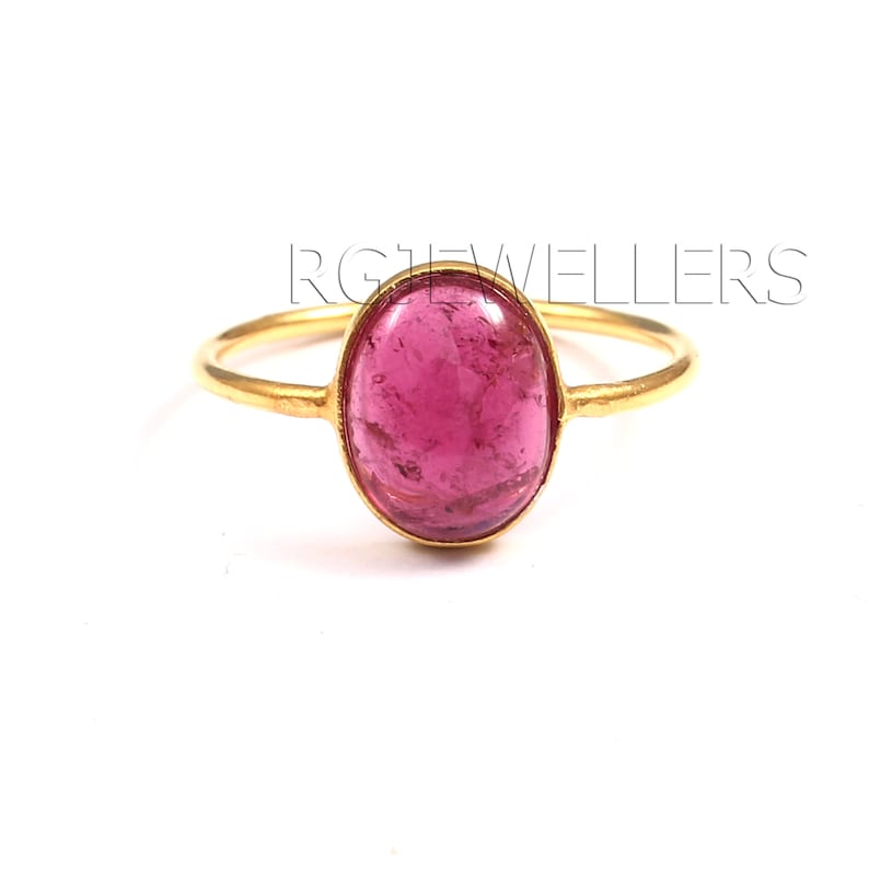 Easy Problem Statement Handmade 18k Gold Pink Tourmaline Ring: Oval Gemstone Statement Ring ...
