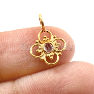 Handmade 18k Gold Rose Cut Diamond Charm Pendant