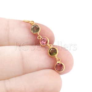 18k Gold Multi Tourmaline Charm: Handmade Solid Gold Pendant