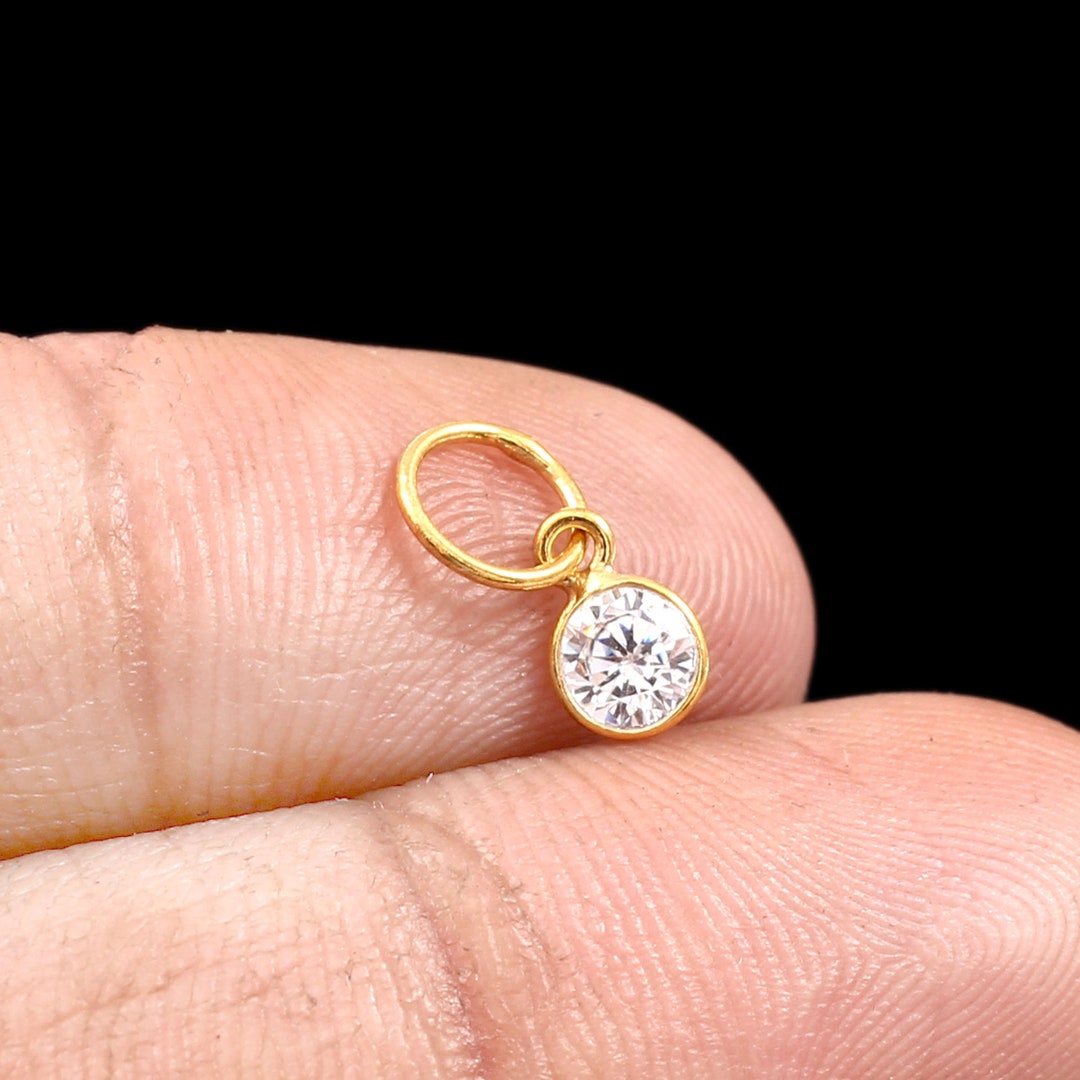 2025年のクリスマス Gold 18k Charm, Topaz White Charm, Pendant Charm Handmade アクセサリー