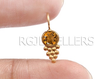 Handmade 18k Gold Citrine Charm: Minimalist Gemstone Pendant