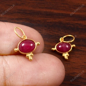 Natural Ruby Charm,18k Gold Cham, Handmade Charm, Ruby Pendant, 18KT solid gold pendant, Ruby Charm Necklace , gift for her