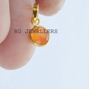 Handmade 18k Gold Carnelian Charm: Natural Orange Gemstone Pendant