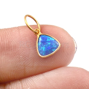 Bello Opal Charm, 18k Gold Charm, Opal Charm, Blue Fire Opal Charm, Solid Gold Charm, Handmade Gold Charm, Gold Charm Pendant, Gift for Her