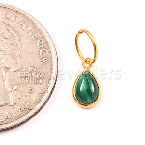 Natural Malachite Charm, 18k Gold Charm, Malachite Gold Charm, Solid Gold Charm, Handmade Gold Charm, Solid Gold Pendant, Gift for Her