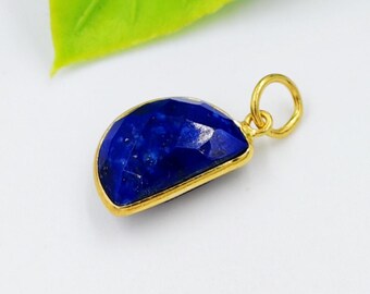 Handmade 18k Gold Lapis Lazuli Pendant - Natural  Gemstone
