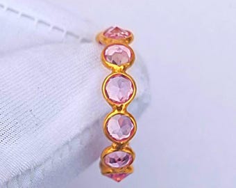 Handgemachte 18k Gold Rosa Saphir Eternity Bandring