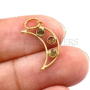 Tourmaline Charm, Solid 18k Gold Charm, Handmade Charm Pendant, Gemstone Charm, Birthstone Charm Pendant, Tourmaline Gold Charm