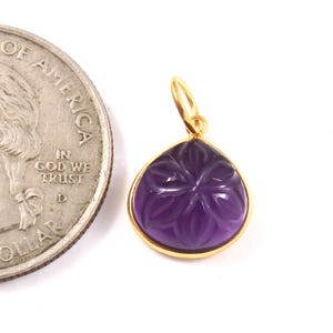 Handmade 18k Gold Amethyst Heart Charm: Natural Purple Gemstone