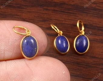 Lapis Lazuli Gold Charm, Solid 18k Gold Charm, Handmade Charm Pendant, Gemstone Charm, Birthstone Charm Pendant, Dainty Charm