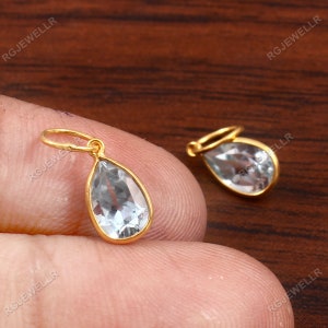 Blue Topaz Gold Charm, Solid 18k Gold Charm, Dainty Charm, Handmade Charm Pendant, Gemstone Charm, Birthstone Charm, Blue Topaz Gold Charm