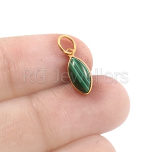 Natural Malachite Charm, 18k Gold Charm, Malachite Gold Charm, Solid Gold Charm, Handmade Gold Charm, Solid Gold Pendant, Gift for Her