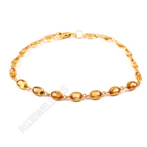 Citrin Gold Armband, 14k - 18k Solid Gold Armbänder, Handgemachte Armbänder, Gold Armbänder, Edelstein Armbänder, Citrin Gold Armband