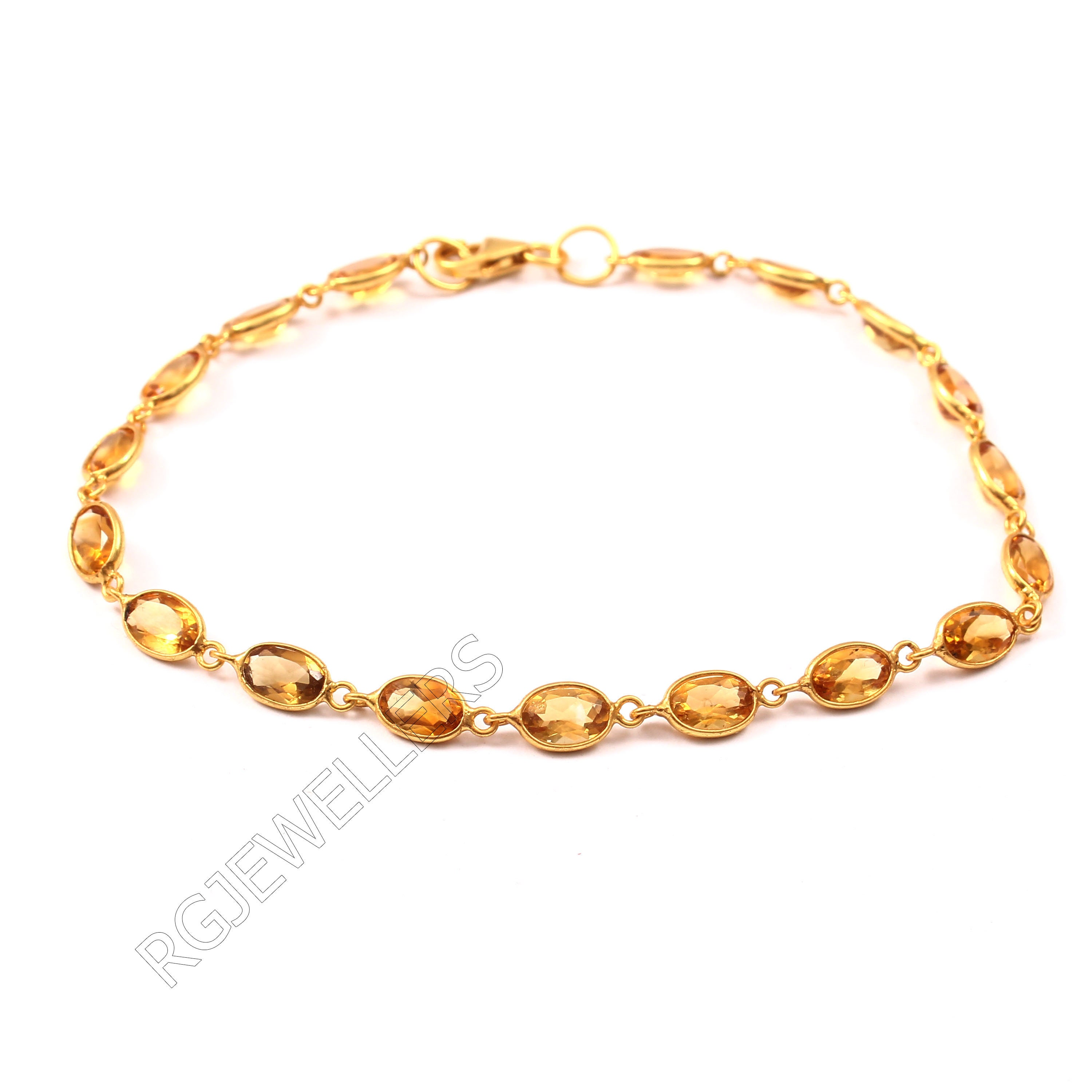ハンドメイド14K-18Kゴールドシトリンブレスレット：天然宝石