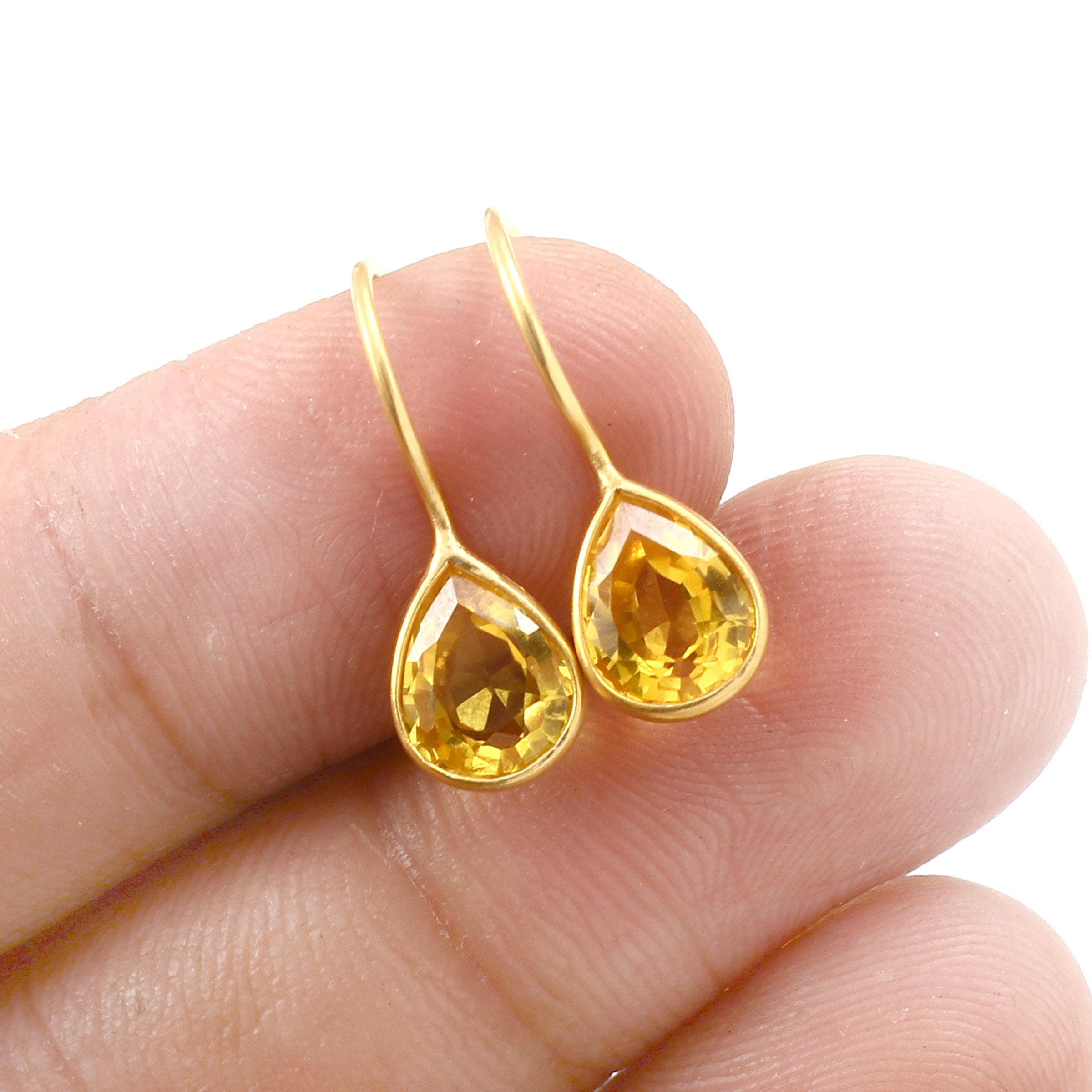 Yellow sapphire earrings 18k solid gold - Etsy 日本