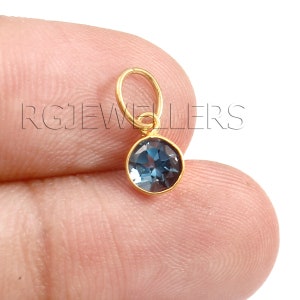 Handmade 18k Gold London Blue Topaz Charm Pendant