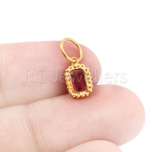 Handmade 18k Gold Pink Tourmaline Charm Pendant