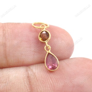Tourmaline Gold Charm, Solid 18k Gold Charm, Dainty Charm, Handmade Charm Pendant, Gemstone Charm, Birthstone Charm, Tourmaline Charm