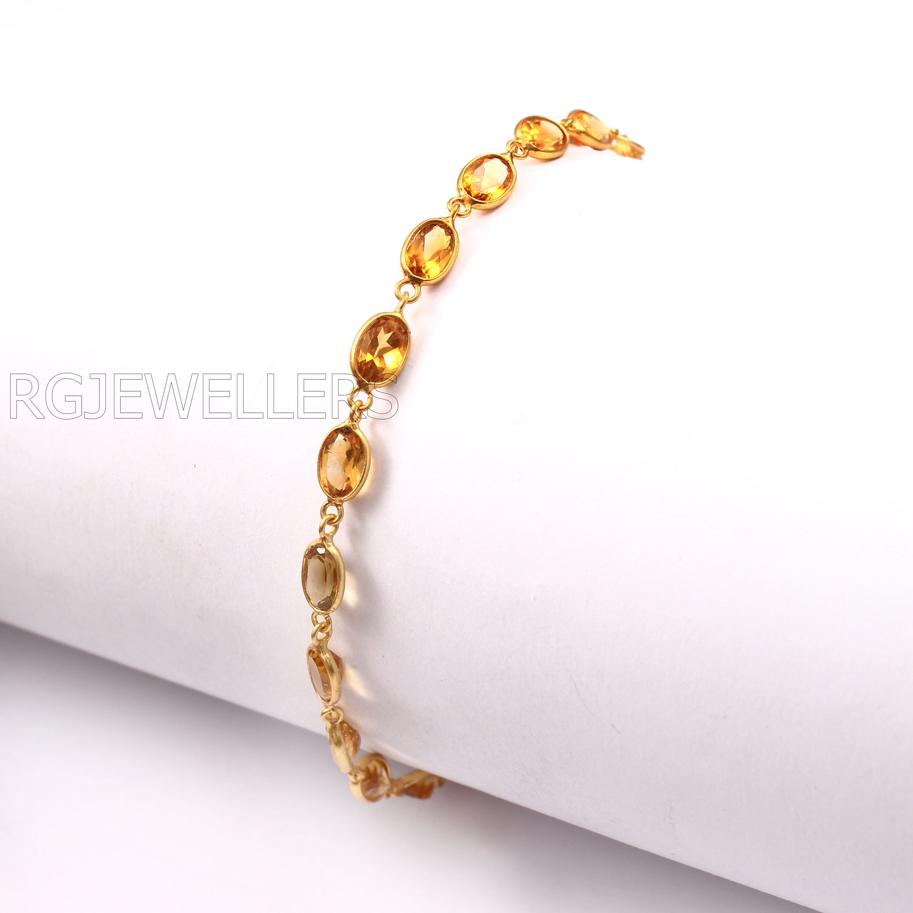 ゴールデンシトリンハンドメイドブレスレット ハンドメイド14K-18Kゴールドシトリンブレスレット：天然宝石